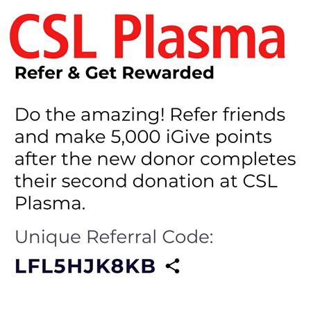 $50 <strong>CSL Plasma</strong> New Donor <strong>Referral</strong> Code CODE: OULED5SBLS Use <strong>referral</strong> code when you sign up at ANY <strong>CSL Plasma</strong> location or on the app prior to your first donation to receive a $50 bonus!! Unique Code is Valid for Nov & Dec 2023!!. . Csl plasma referral